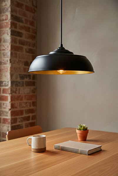 Vivido Abajur Siyah-Gold Ecklipse Tekli Avize, Sarkıt