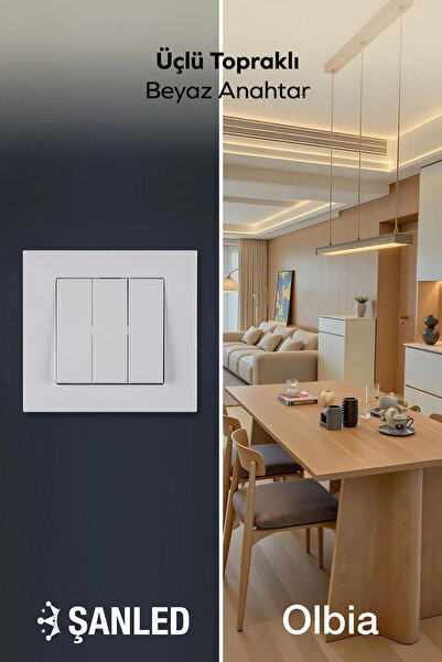 Olbia مفتاح كهربائي أبيض ثلاثي التأريض مع مقبس كارين قطعة واحدة