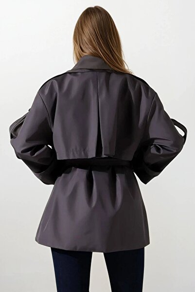 VAGGON Καμπαρντίνα με λεπτομέρεια ζώνης και δέσιμο με κορδόνια στον γιακά διπλό πέτο