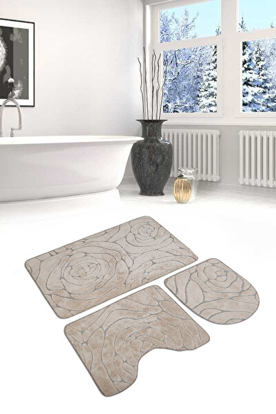 BotigaHome Rosa Premium 3’lü Klozet Takımı Deri Kaymaz Taban Ultrasoft Yumuşa...