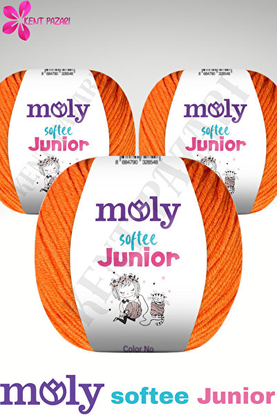 Kent Pazarı Moly Softee Junior 3 Pieces Punch Hand Knitting Yarn Amigurumi Yarn 50 Gr Bag Toy Yarn