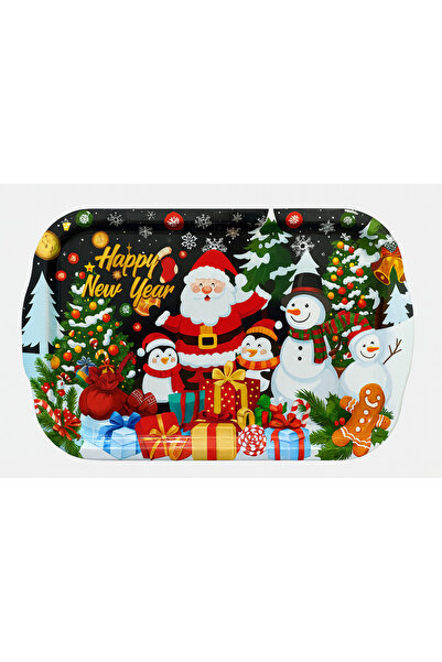 ATAGİFT HEDİYELİK Christmas Square Metal Presentation Tray, Christmas Themed ...