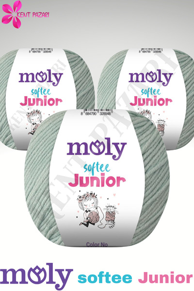 Kent Pazarı Moly Softee Junior 3 Pieces Punch Hand Knitting Yarn Amigurumi Yarn 50 Gr Bag Toy Yarn