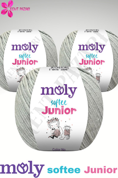 Kent Pazarı Moly Softee Junior 3 Pieces Punch Hand Knitting Yarn Amigurumi Yarn 50 Gr Bag Toy Yarn