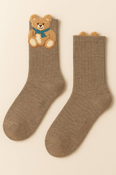 Katia&Bony Women's Teddy Patterned Socks Light Brown