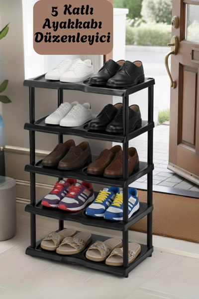 UFİX 5 Katlı Demonte Ayakkabılık 10 Çift Ayakkabı Rafı 1.kalite Plastik Ayakk...