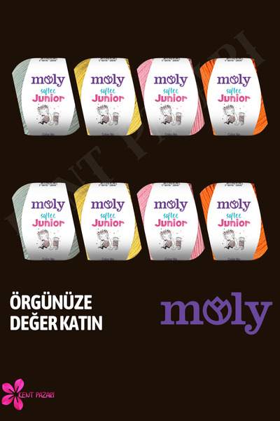 Kent Pazarı Moly Softee Junior 3 Pieces Punch Hand Knitting Yarn Amigurumi Yarn 50 Gr Bag Toy Yarn