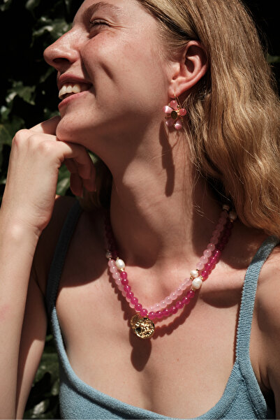 Sally Jewels Fuşya Pembe Boncuklu Kolye