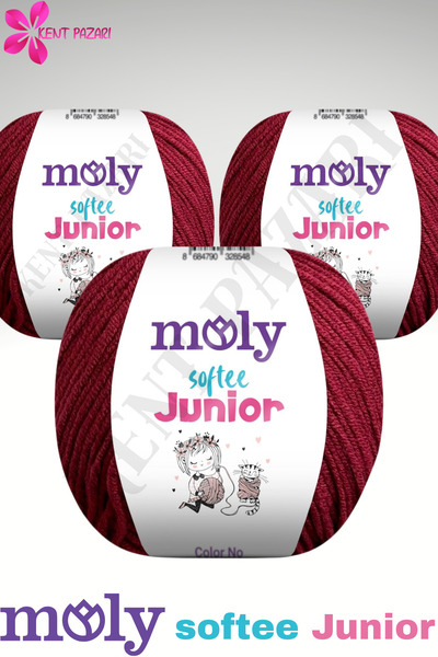 Kent Pazarı Moly Softee Junior 3 Pieces Punch Hand Knitting Yarn Amigurumi Yarn 50 Gr Bag Toy Yarn