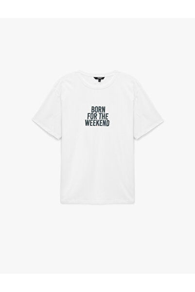 Koton Tricou cu mânecă scurtă, cu decolteu, din bumbac, cu imprimeu