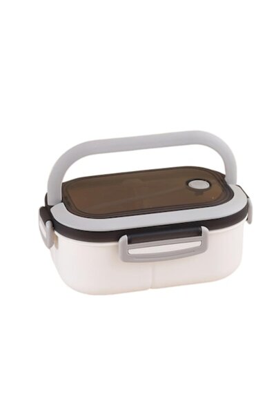 PETITE Lunch box with handle and vacuum port — Bento box, 2 stacked compartments with cutlery, 1.2 L, whi