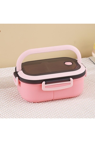 PETITE Bento lunch box with handle and vacuum port, 2 stacked compartments, 1.2L, pink