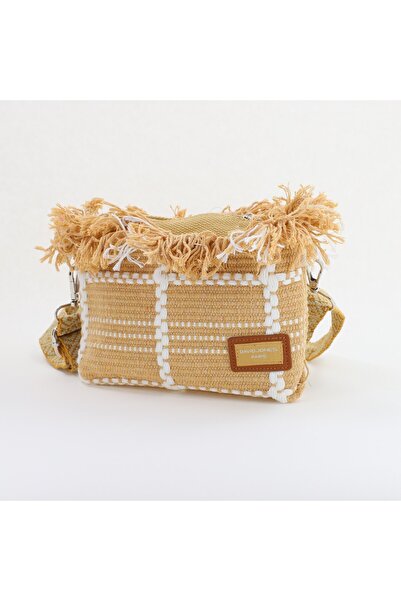 David Jones Poșeta Damă Crossbody Bej Material Textil
