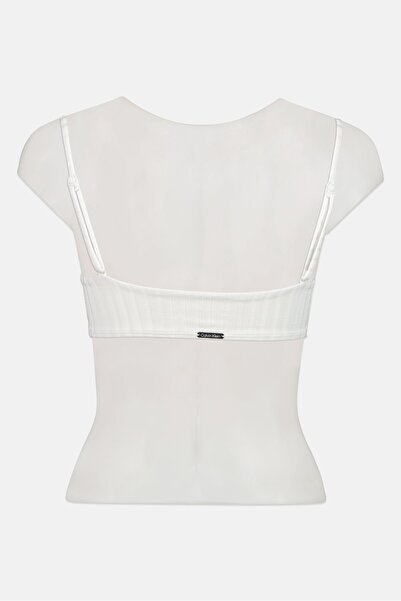 Calvin Klein Women Non Padded Sleeveless Textured Bikini Top, White