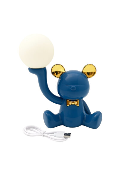 OEM Lampă de noapte LED Blue Bear cu glob luminos – USB, design modern