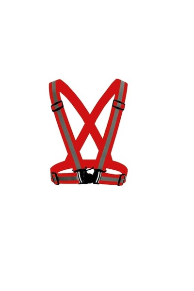 PETITE Ham reflectorizant cu bretele reglabile, închidere cu clemă, bandă de 4 cm, roșu