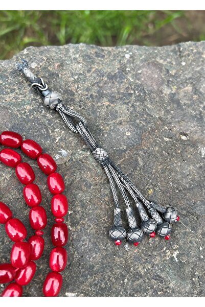 KAZZAZE Model Kazaziye Çakırbey din argint, cu cinci mărgele roșii, detaliu o...