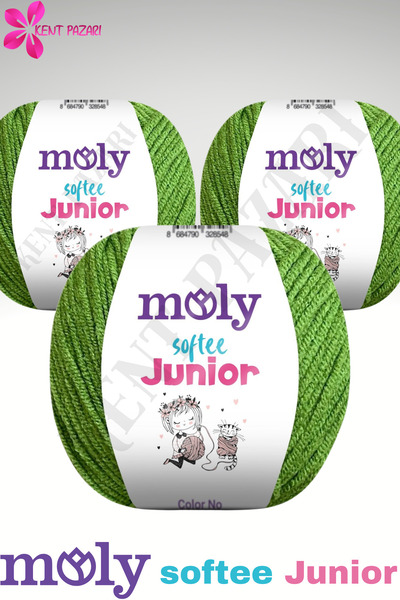Kent Pazarı Moly Softee Junior 3 Pieces Punch Hand Knitting Yarn Amigurumi Yarn 50 Gr Bag Toy Yarn