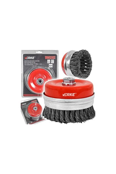 VERKE Perie sarma tip cupa, cu toroane, otel, 125mm, M14, pentru polizor,