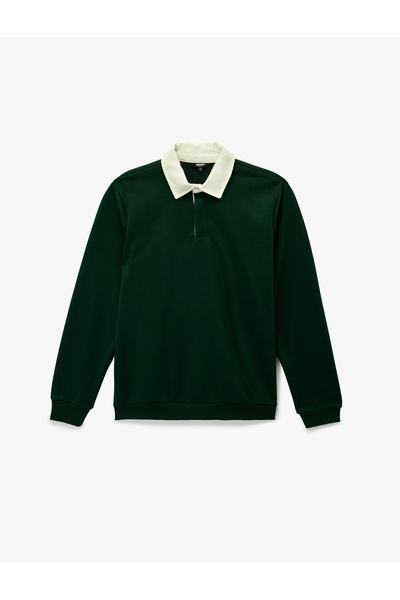 Koton Regular Fit Color Contrast Buttoned Polo Neck Sweatshirt