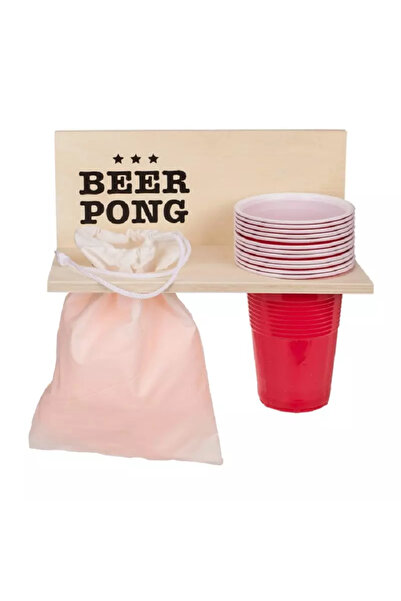 Gonga Joc de petrecere Beer Pong cu raft, 24 piese, Gonga® Rosu