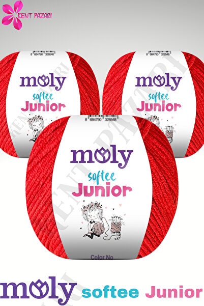 Kent Pazarı Moly Softee Junior 3 Pieces Punch Hand Knitting Yarn Amigurumi Yarn 50 Gr Bag Toy Yarn