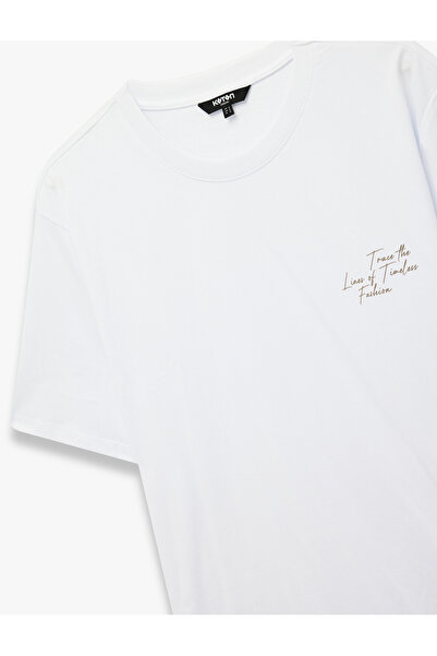 Koton Μπλουζάκι με κοντό μανίκι από βαμβακερό λαιμόκοψη με στάμπα