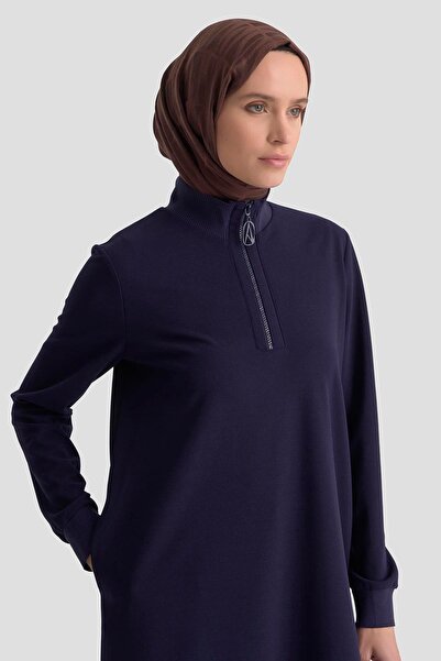 Armine Trend Ribbed Half Zip Tunic Navy Blue 25Kt456
