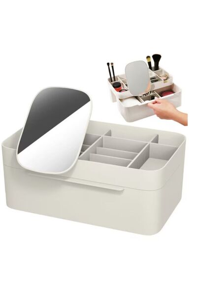 verk group Cosmetic organizer with drawer and double mirror, 10 compartments