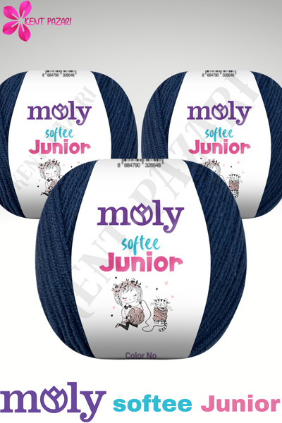 Kent Pazarı Moly Softee Junior 3 Pieces Punch Hand Knitting Yarn Amigurumi Yarn 50 Gr Bag Toy Yarn