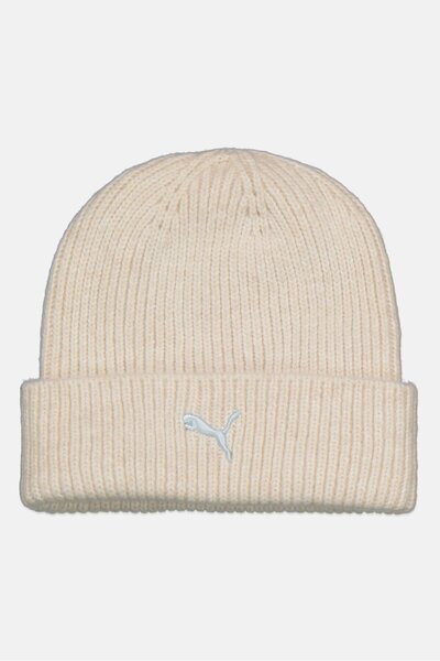 Puma Men Embroidered Logo Knitted Beanie, Beige