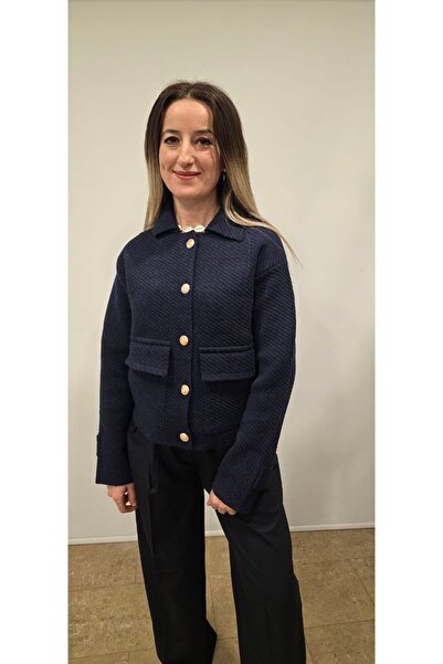 HSNGIYIM Polo Collar Cardigan