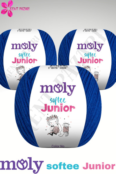 Kent Pazarı Moly Softee Junior 3 Pieces Punch Hand Knitting Yarn Amigurumi Yarn 50 Gr Bag Toy Yarn