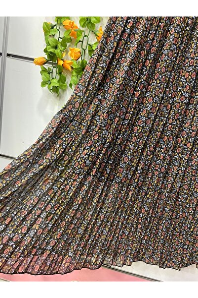 edu collection Crisp Patterned Three-Layer Chiffon Skirt with Lining