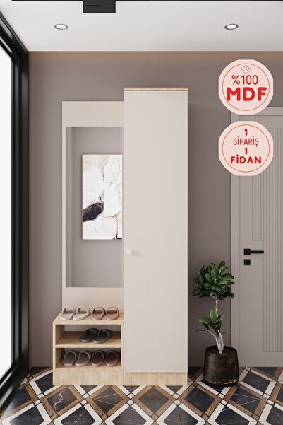 BALNEOM Evora 12-p Modern Portmanto Askılı Vestiyer Vizon - Lefkas