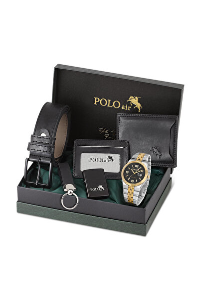 Polo Air Erkek Kol Saati Kemer Cüzdan Kartlık Çakmak Anahtarlık Hediyelik Kut...