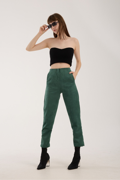 Gugus KADIN BELİ PENSLİ SÜET PANTOLON HAVUÇ/ŞALVAR MODEL