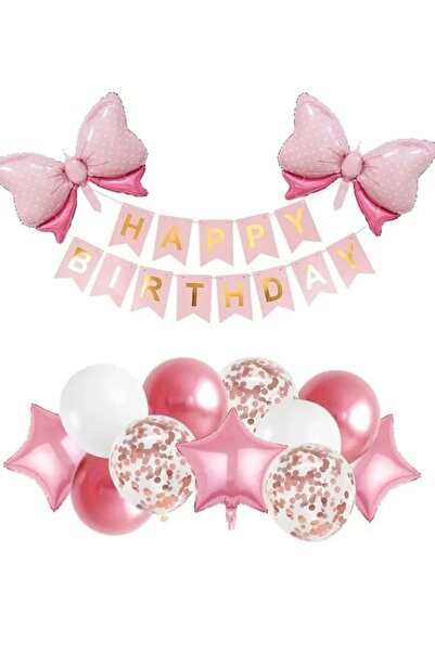 ALYA PARTİ Kurdele Ve Yıldız Folyo Balonlu Doğum Günü Seti