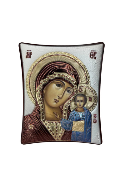 SLEVORI Icoană argintie Mamă și copil 11,8 x 14,6