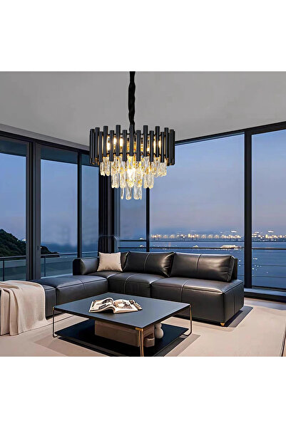 HAMER Modern black crystal pendant chandelier, 400 mm