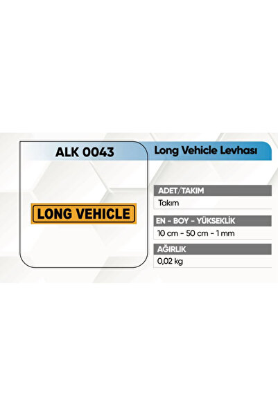 ALKOTEK DORSE REFLEKTİF LONG VEHİCLE YAZISI YAPIŞ