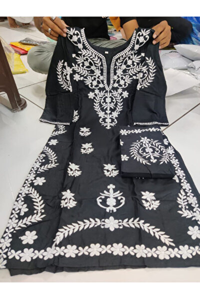MYSMAR Black Rayon Salwar Kameez - FFT1818 | Black