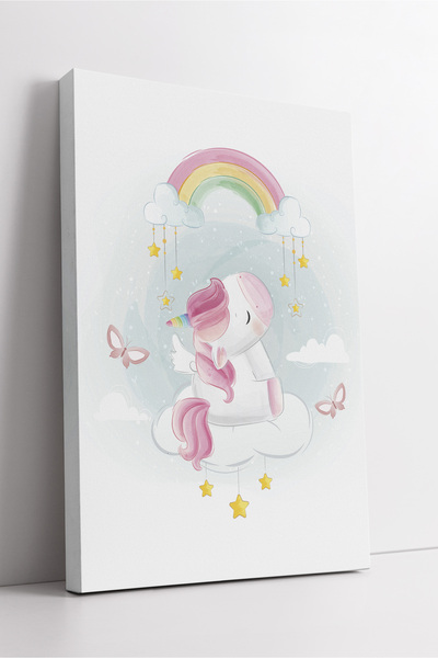 KOSS Dijital Tablou de pânză pentru camera copiilor cu desen de unicorn, cu t...