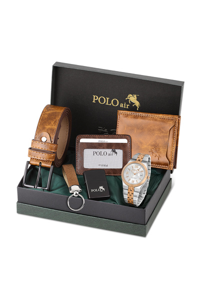 Polo Air Erkek Kol Saati Kemer Cüzdan Kartlık Çakmak Anahtarlık Hediyelik Kut...