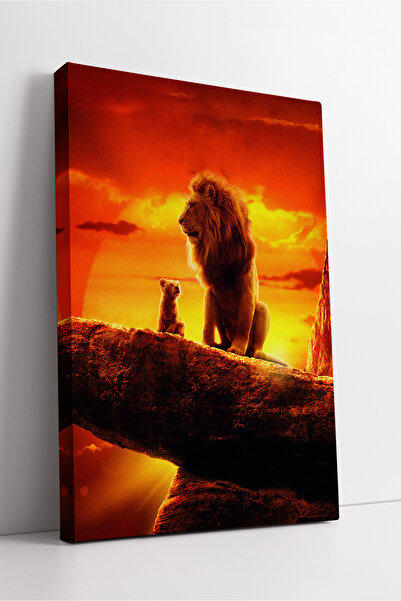 KOSS Dijital Siluetă de tatăle leu și puiul său la apusul soarelui, ilustrați...