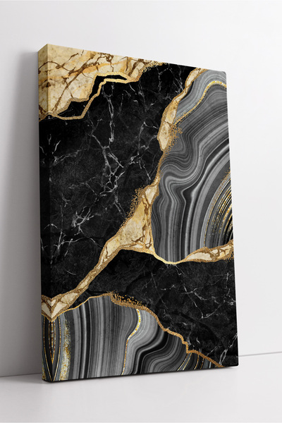 KOSS Dijital Marmură neagră și model auriu, design de artă modernă abstractă,...