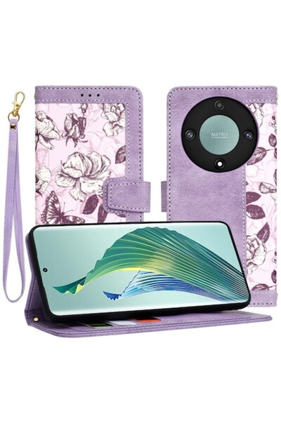 Petite Tuds Carcasă de înaltă protecție pentru Honor Magic5 Lite, Tuds Armor I69, piele PU, culoarea Mysterious Berry Purple