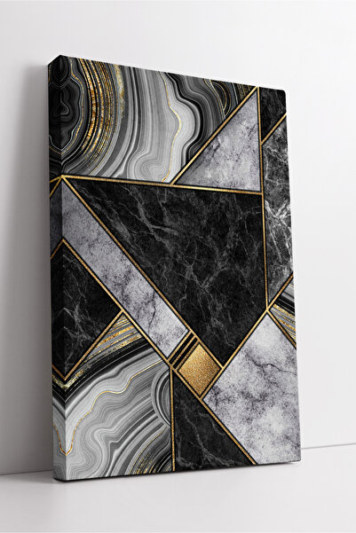 KOSS Dijital Pictură modernă pe pânză cu model geometric de marmură cu dungi aurii, decor de perete de lux pentru birou