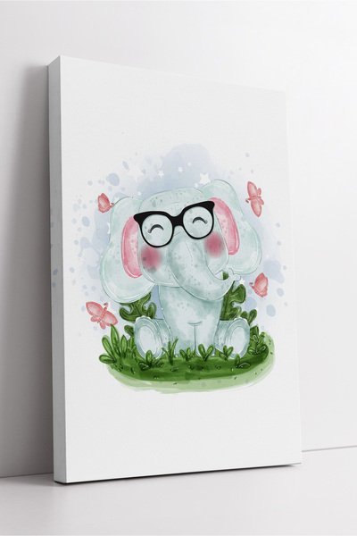 KOSS Dijital Pictură pe pânză cu ilustrație de elefant cu ochelari pentru camera bebelușului, produs de decorare a peretelui pentru copii veseli