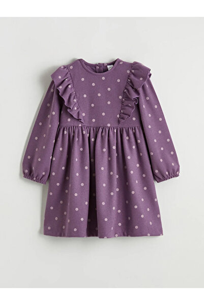 LC Waikiki LCW Kids Mor Bisiklet Yaka Puantiyeli Kız Çocuk Elbise